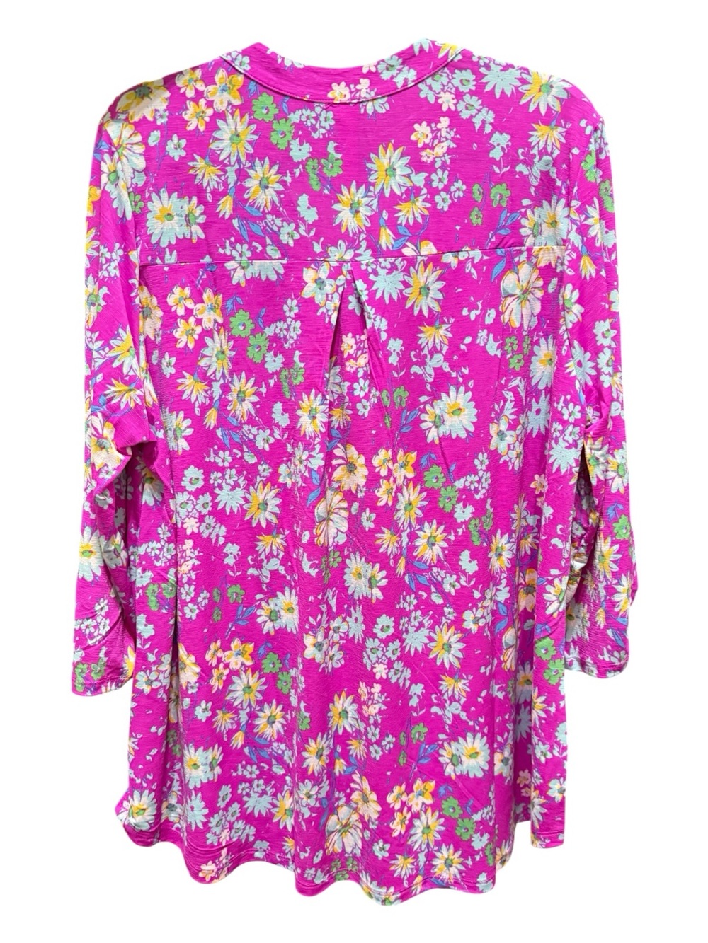 Dear Scarlett Pink Floral Roll Tab Sleeve Blouse Women’s XL NWT - Picture 3 of 7